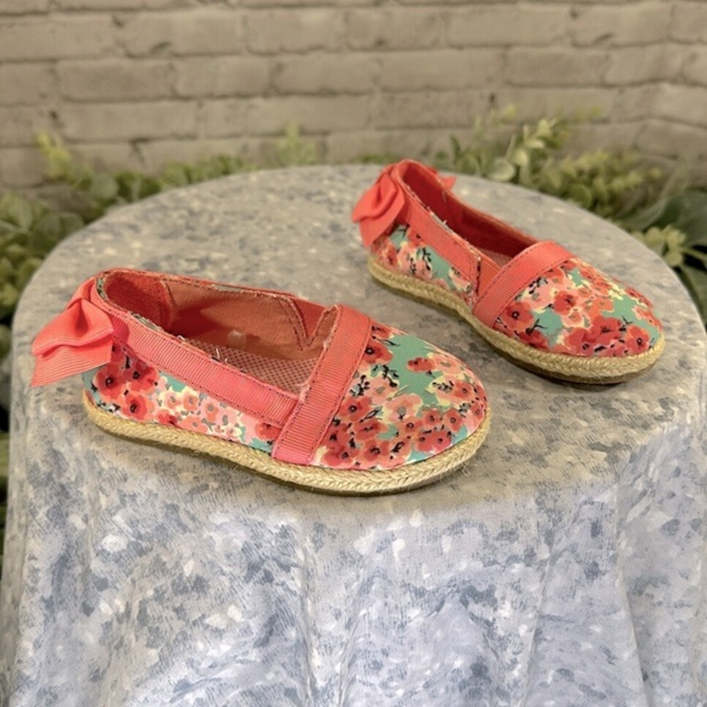 Circo Pink & Blue Floral Espadrille A-Line Bow Flats - Toddler Girls 5 💖NWOT💖